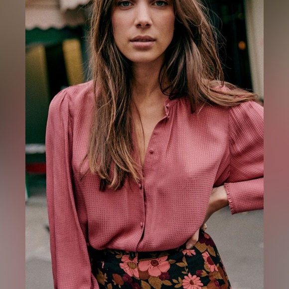 Sezane Tops - Sezane 100% Silk Lea Shirt Blush Pink Size 40 French US 8 Blouse Button Down Top